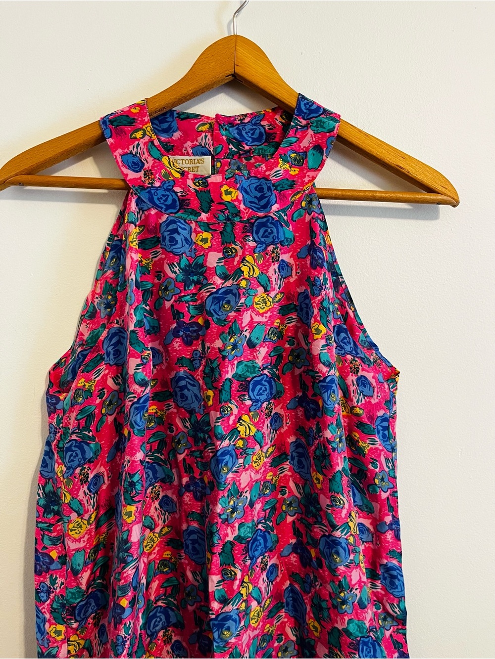Vintage Victoria’s Secret 100% Silk Floral Maxi Dress Pink Blue Sleeveless Flowy - Picture 3 of 8